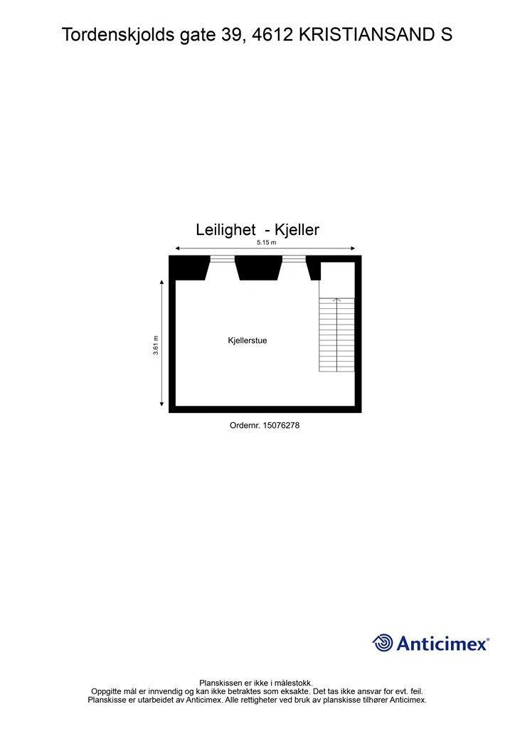 Kjeller - 2D plantegning med mål