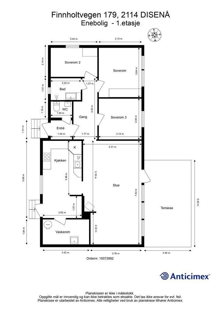 Plantegning - 1.etasje. 