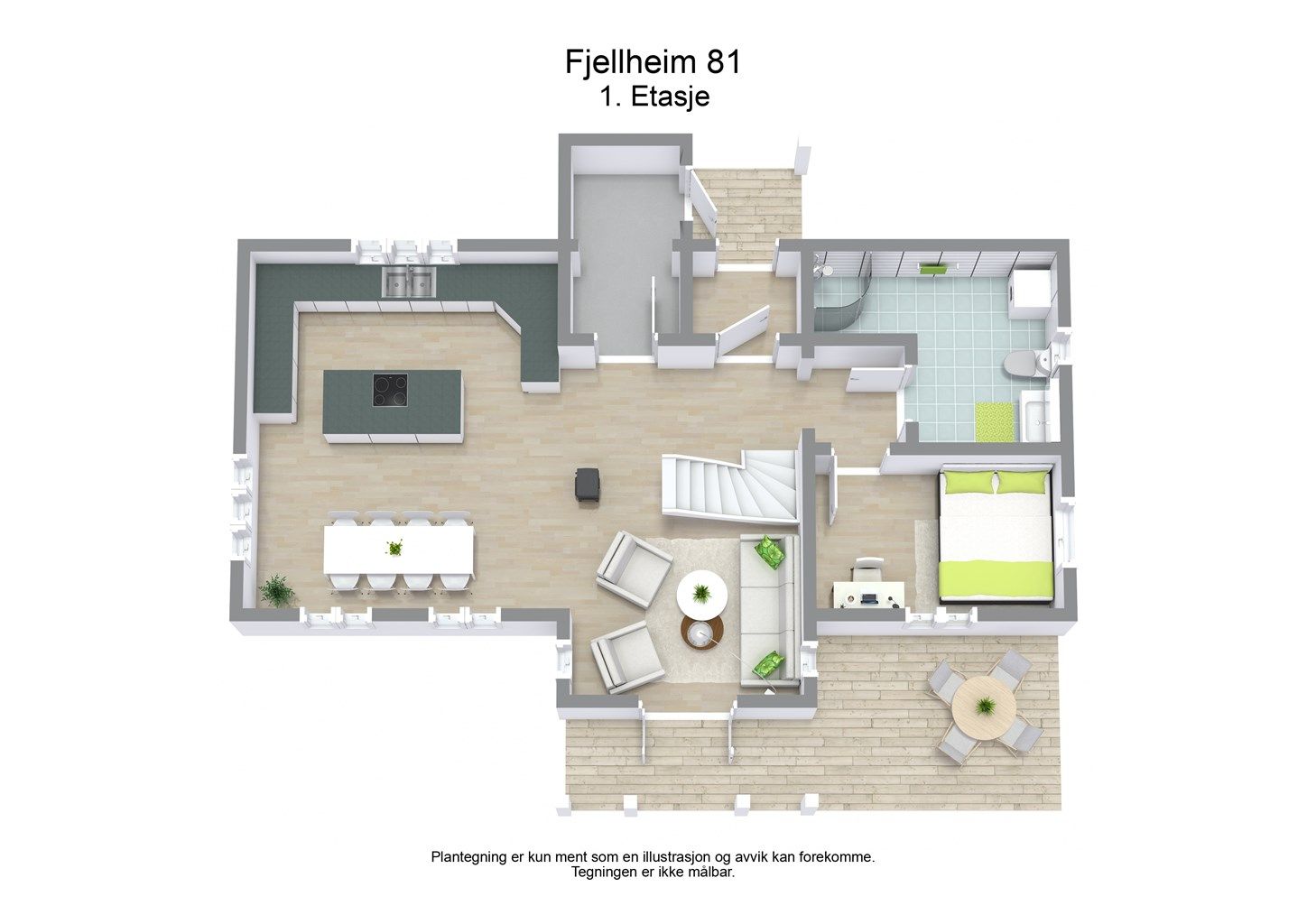 3D plantegning hovedhytta