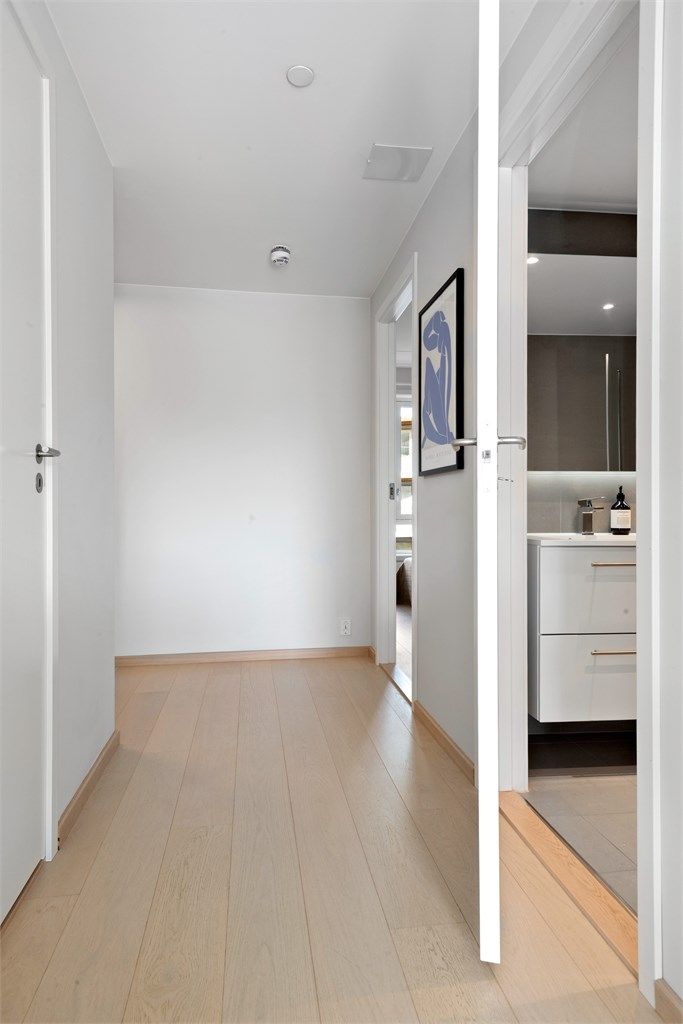 Fra gangen er det inngang til en praktisk innvendig bod. Sikringsskapet er plassert her.