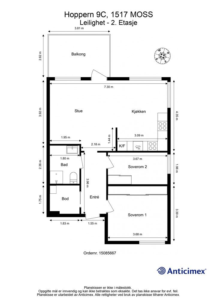 Leiligheten disponerer også en utvendig bod på bakkeplan.
