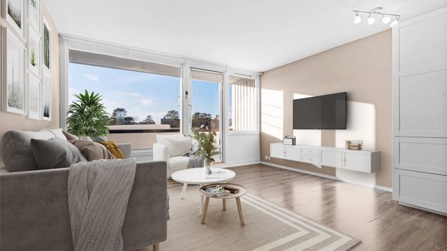 Krogsveen v/Azra har gleden av å presentere Gullveien 17A - 2-roms modernisert leilighet sentralt på Tinnheia (digital styling). Foto: Hans Nøstdahl