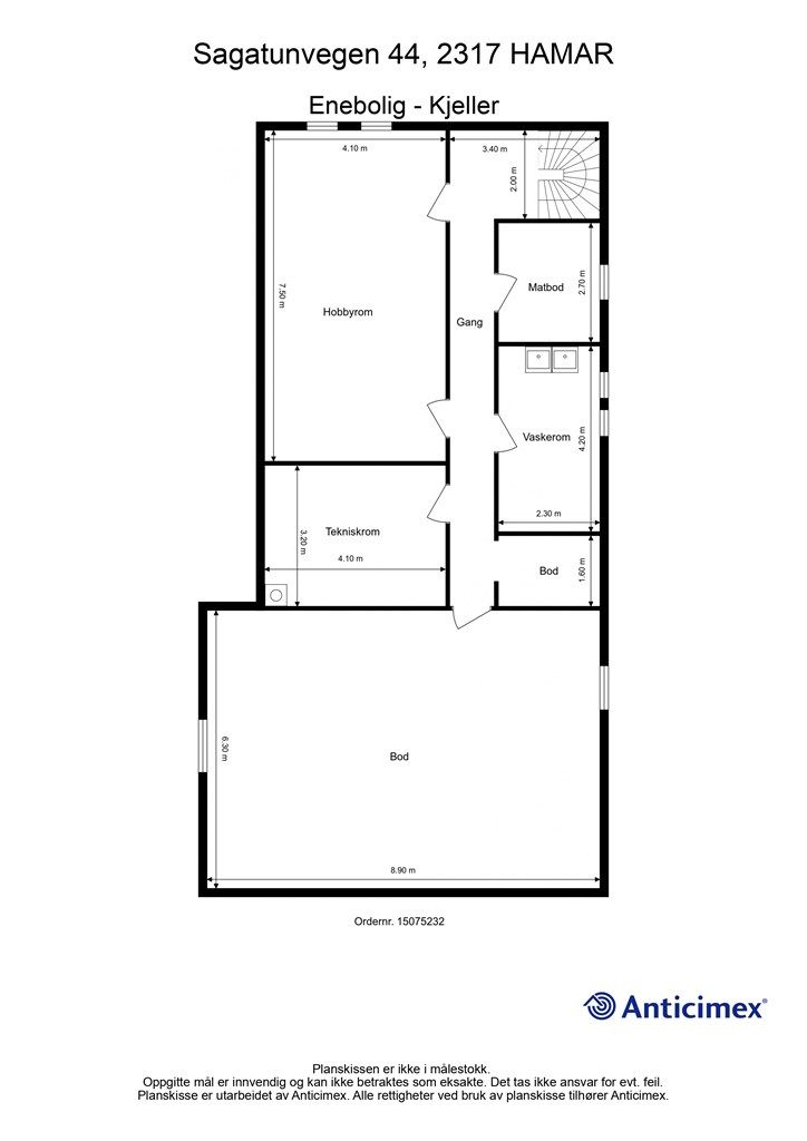 Plantegning kjeller. 