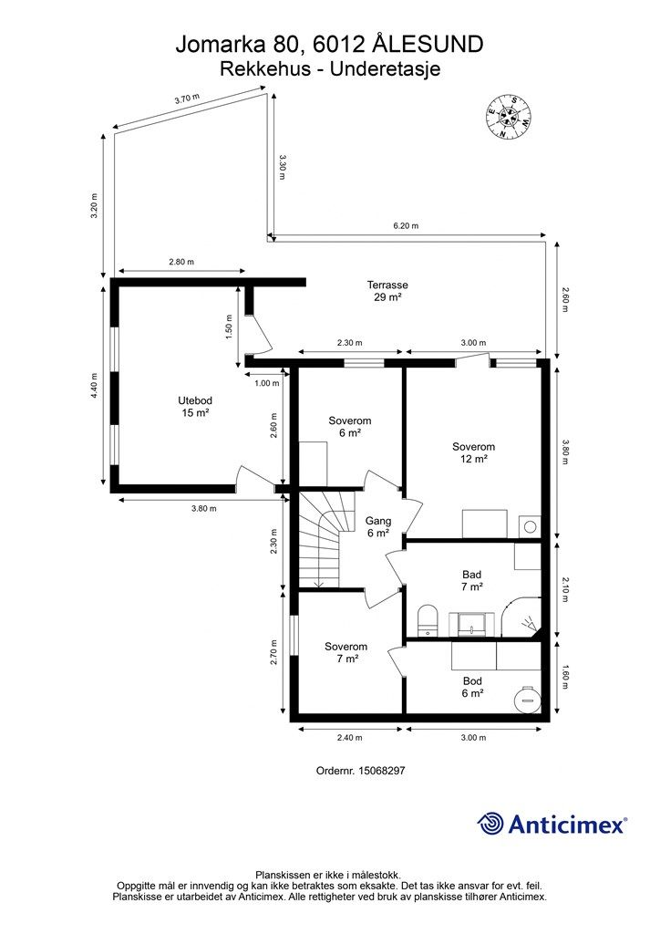 Målsatt plantegning underetasje