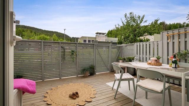 Markterrasse som vender mot nordvest
