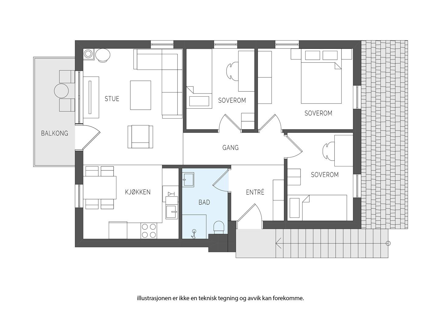 Holandsveien - plantegning 2. etasje - høyre side