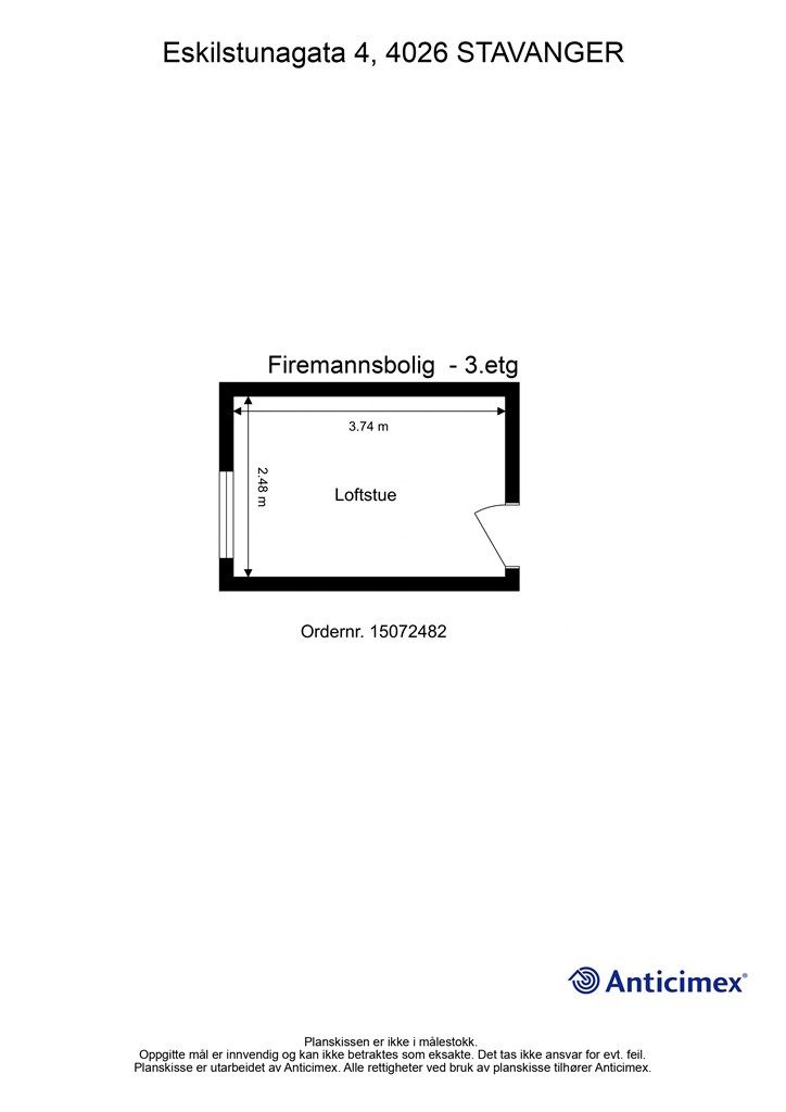 Plantegning loftstue. 