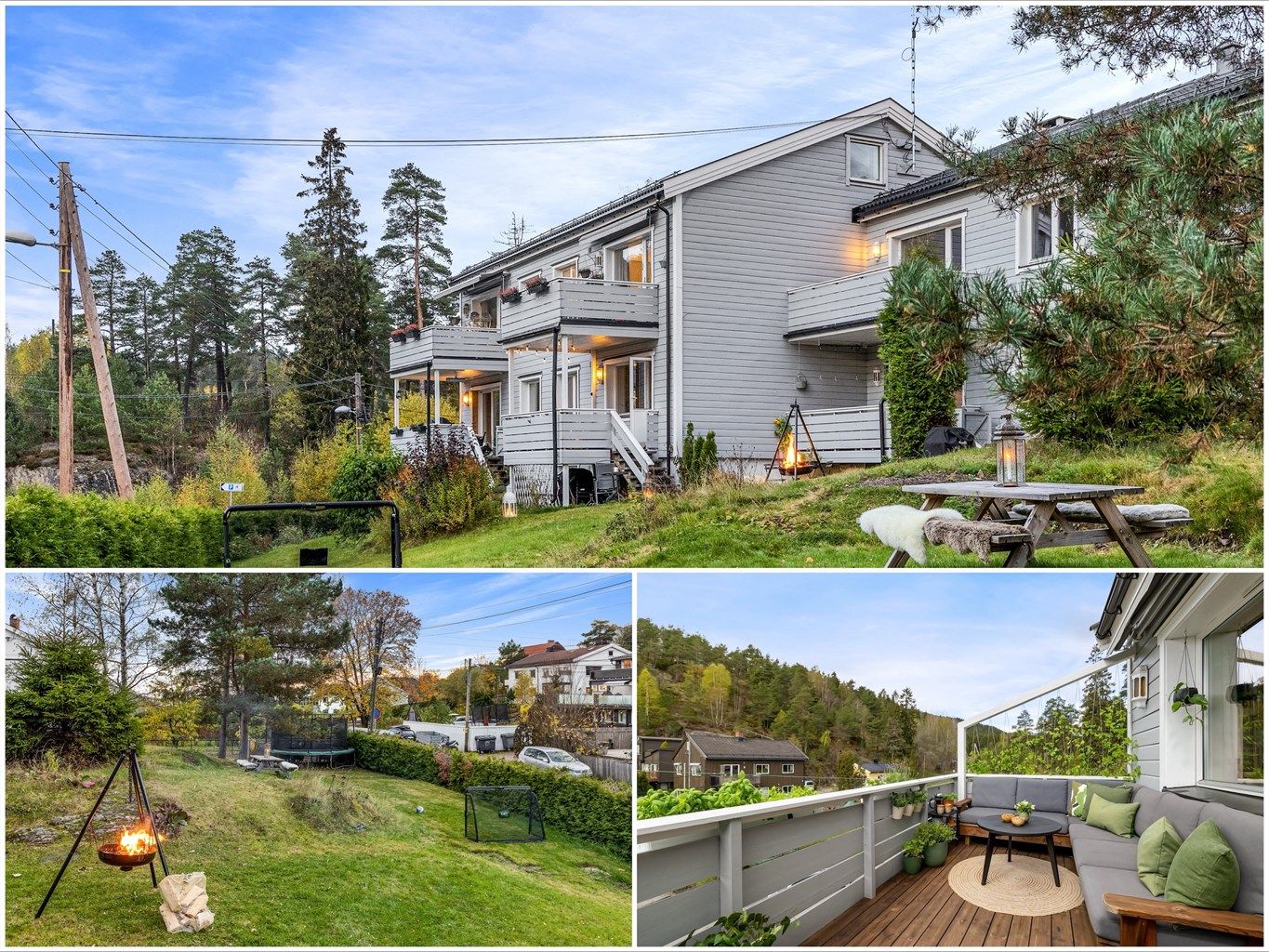 Her har du egen garasje, balkong, felles hage og lekeplass til barna.