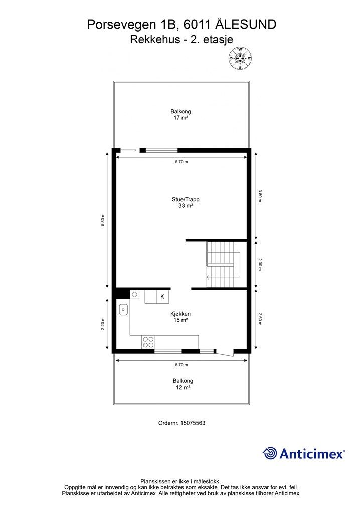 Målsatt plantegning 2. etasje