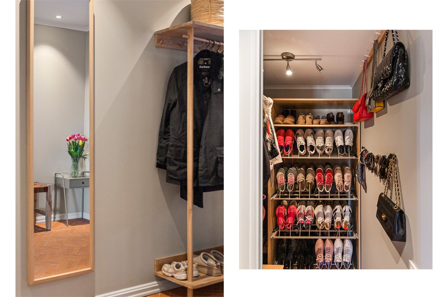 Garderobeløsningen er både praktisk og plassbesparende.