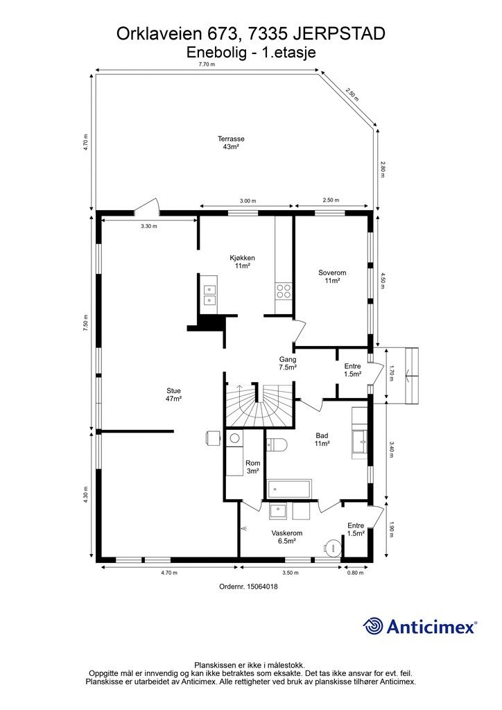 Planskisse 1. etasje. 