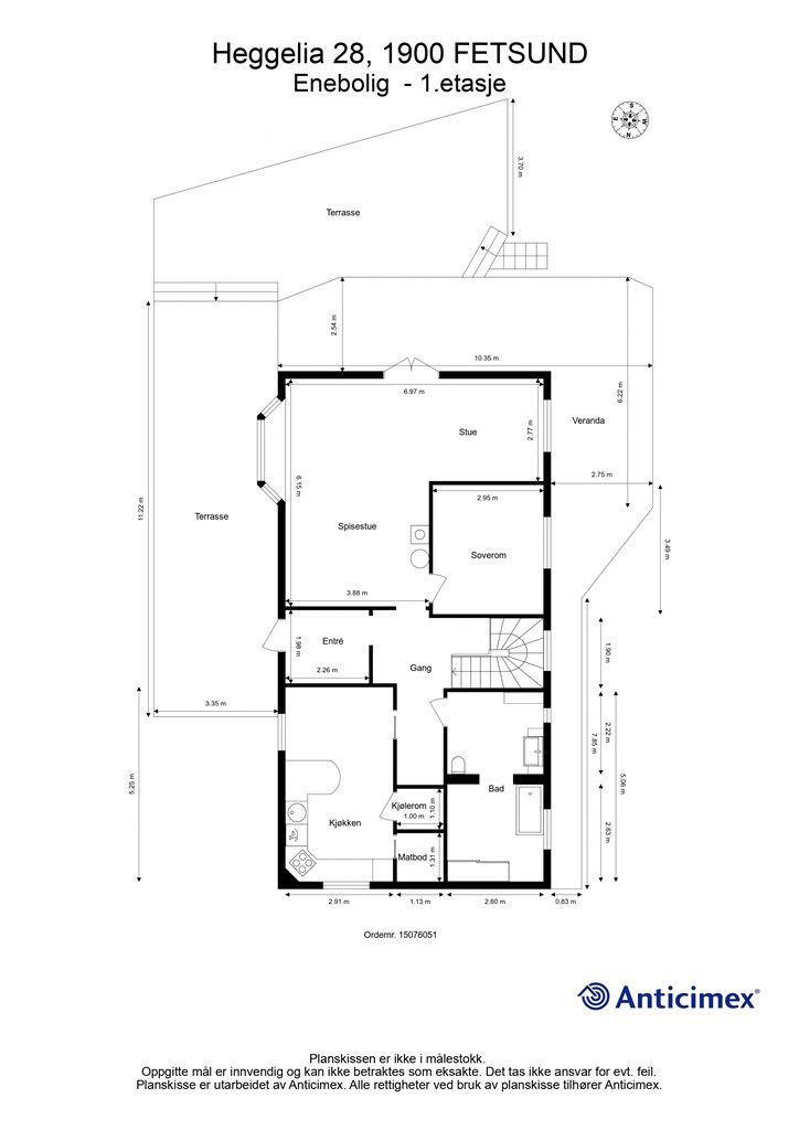 Her er plantegning for 1 etasje!