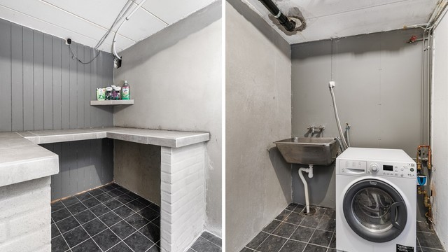 Vaskerommet er fra byggeåret, TG 3 er gitt forhold knyttet til tettesjikt/membran. Overflatene er oppgradert i nyere tid. Deler av kobberrør og rør-i-rør samt deler av avløpsrør er fra 2019.