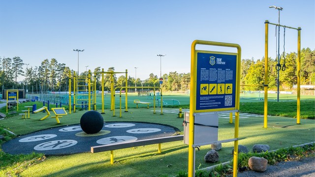 Utendørs treningspark ved Teie idrettspark.