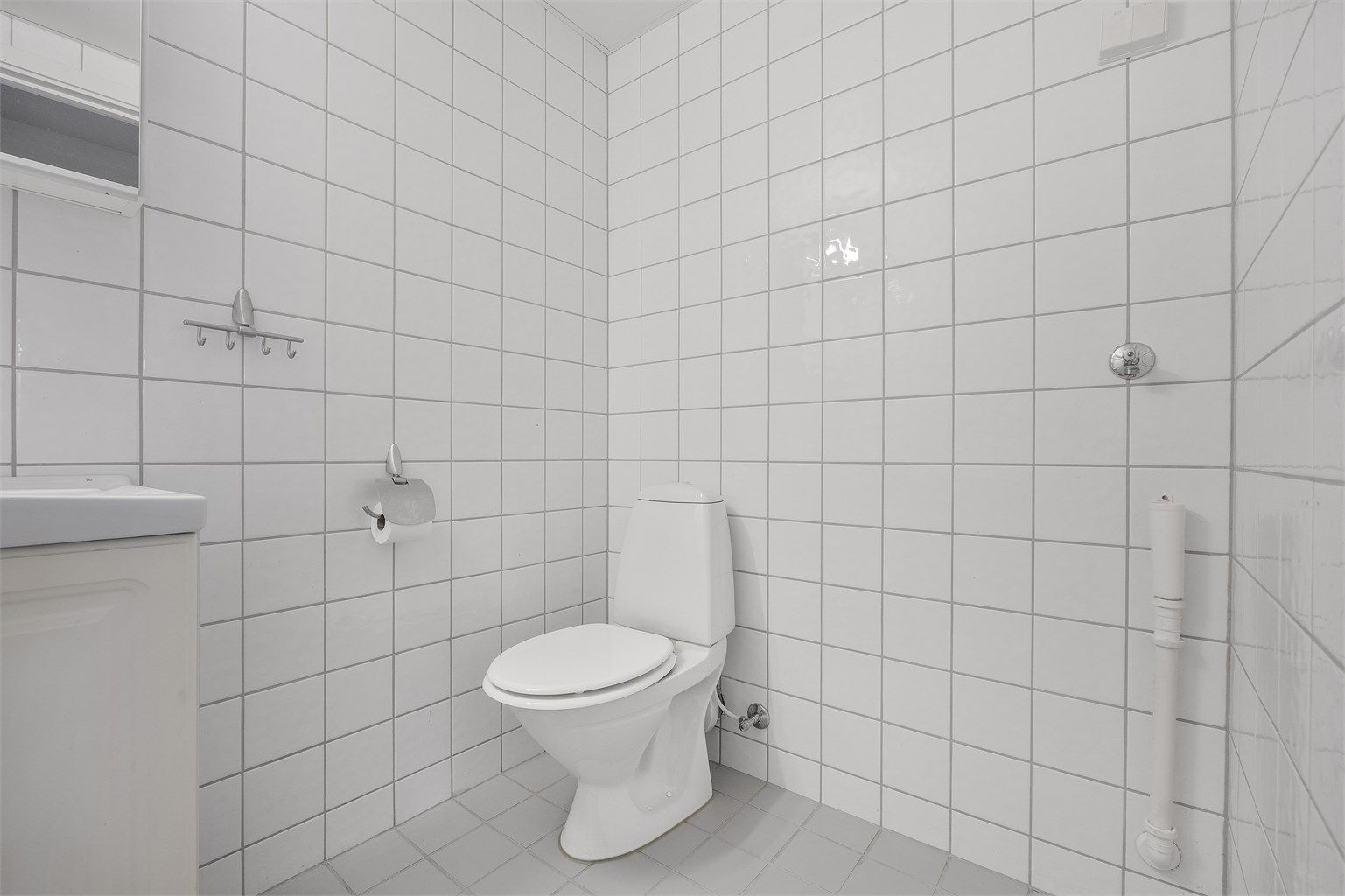 Toalettrommet har elektrisk gulvvarme og opplegg for vaskemaskin.