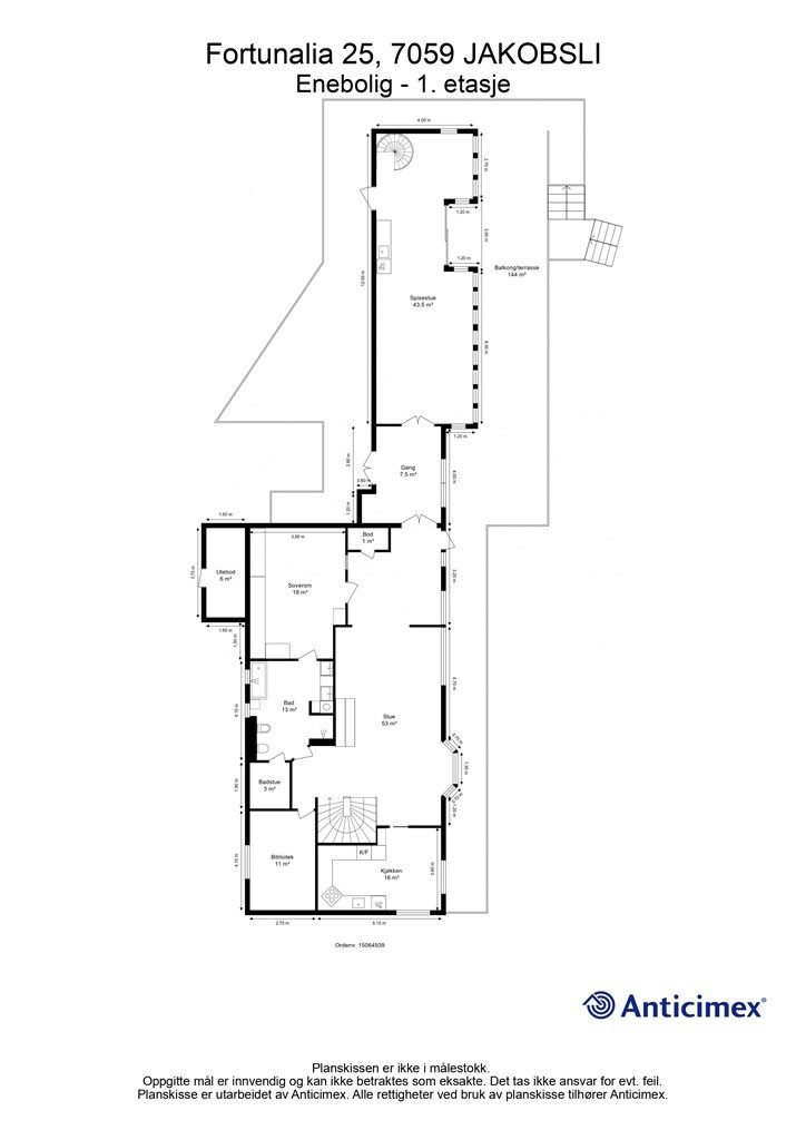 Planskisse 1. etasje. 