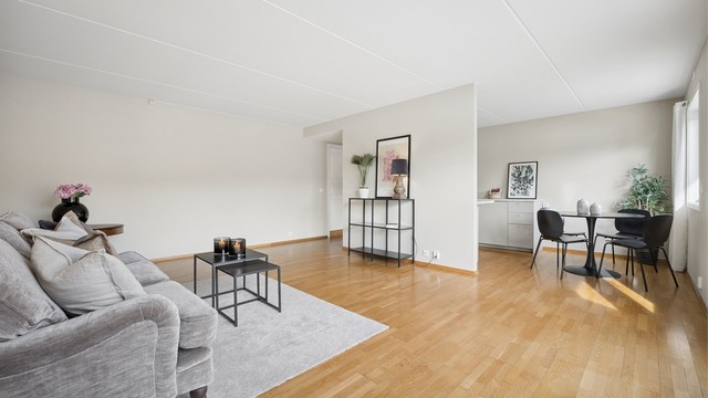 God plass til både sofagruppe og spisebord i den delåpne oppholdssonen.