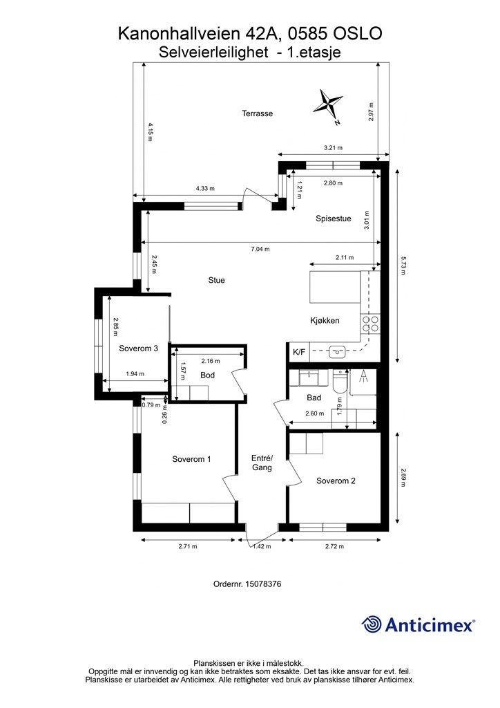 Målsatt plantegning