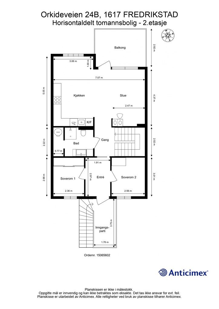 Veiledende skisse av boligens første etasje.
