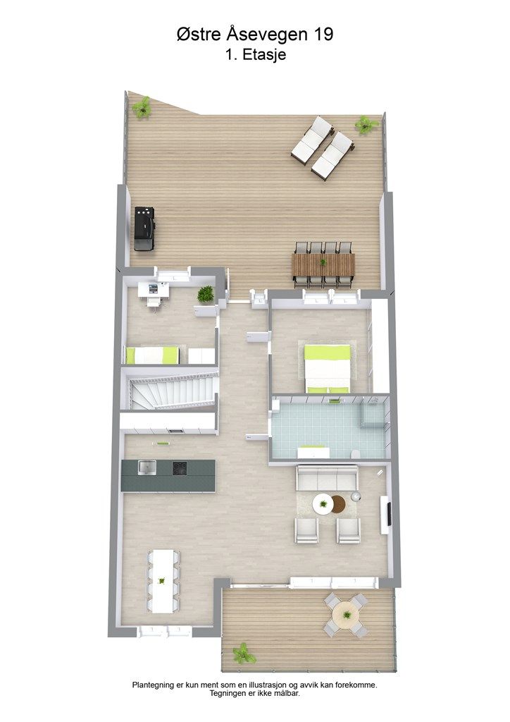 3D plantegning hovedetasjen