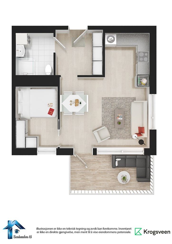Møblert planskisse - Børsteveien 33 - 6. etasje