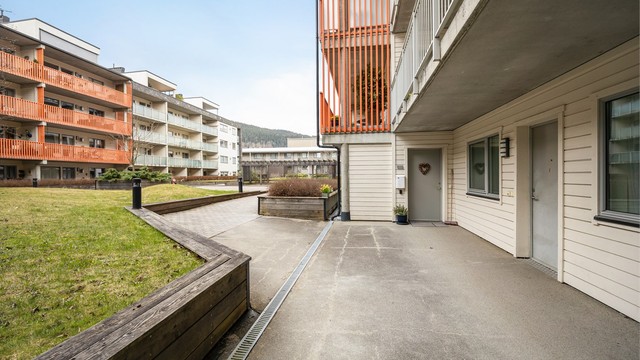 Fra sameiets fellesareal er det adkomst til felles utvendig inngangsparti i 1. etasje