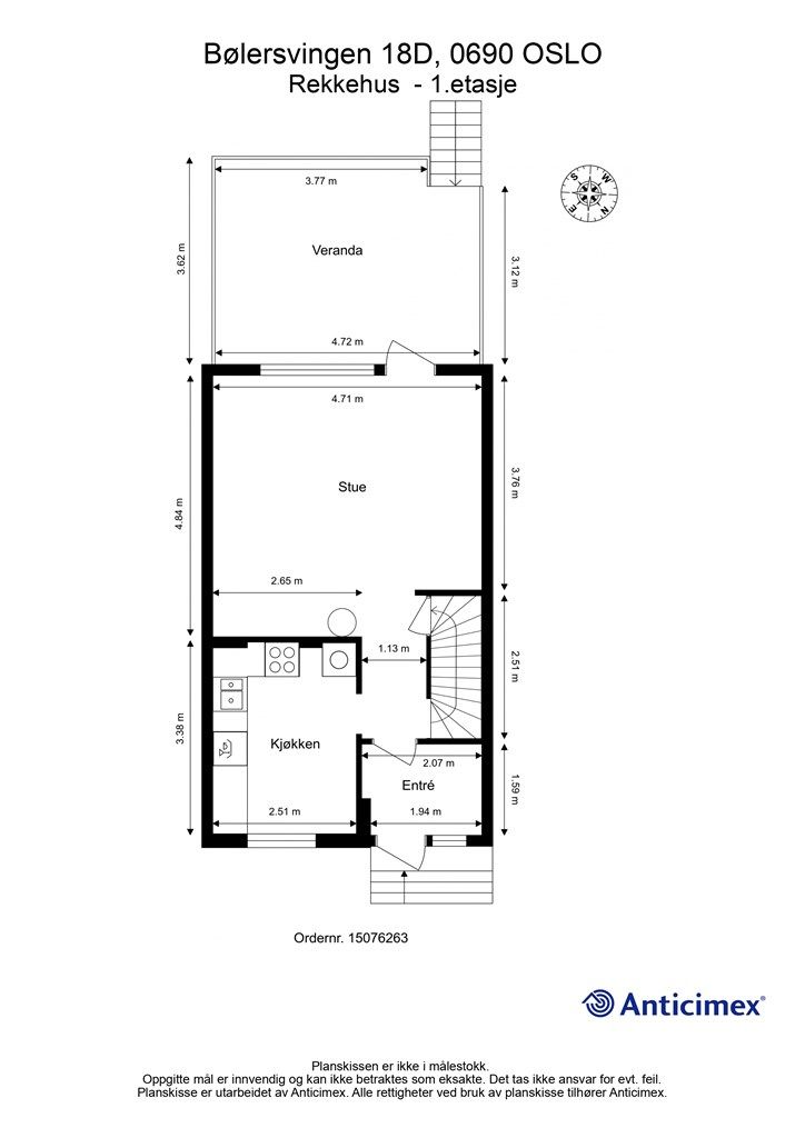 Plantegning - Rekkehus - 1. etasje.