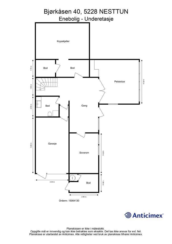 Plantegning under etasjen. 