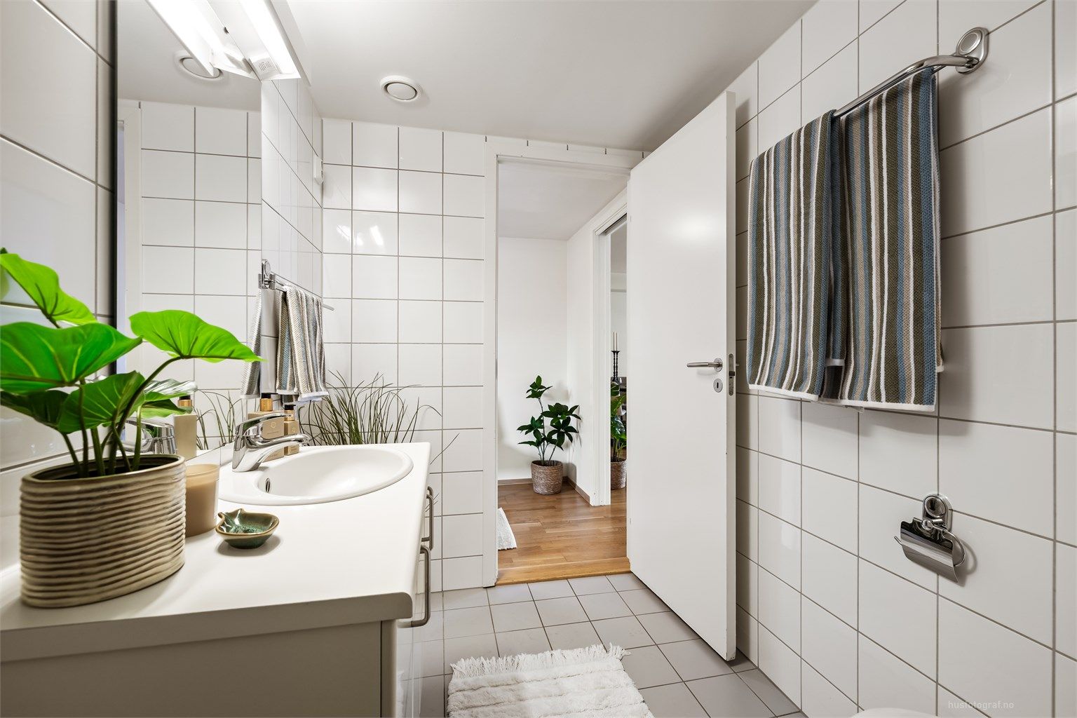 Badet har også opplegg for vaskemaskin.