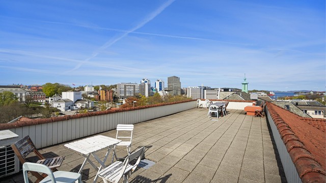 Stor, felles takterrasse.
