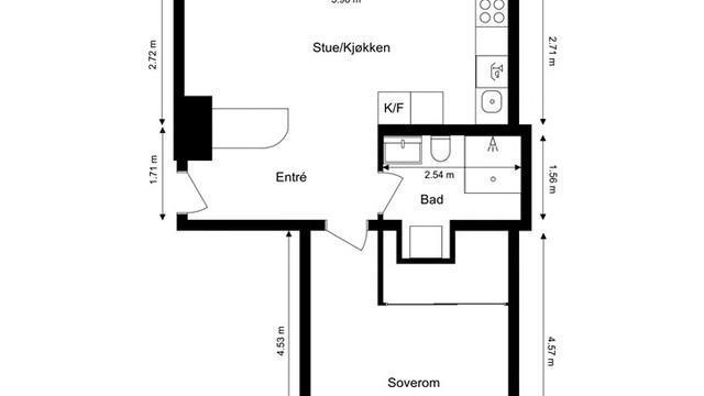 Leiligheten har en smart planløsning som utnytter arealet godt.