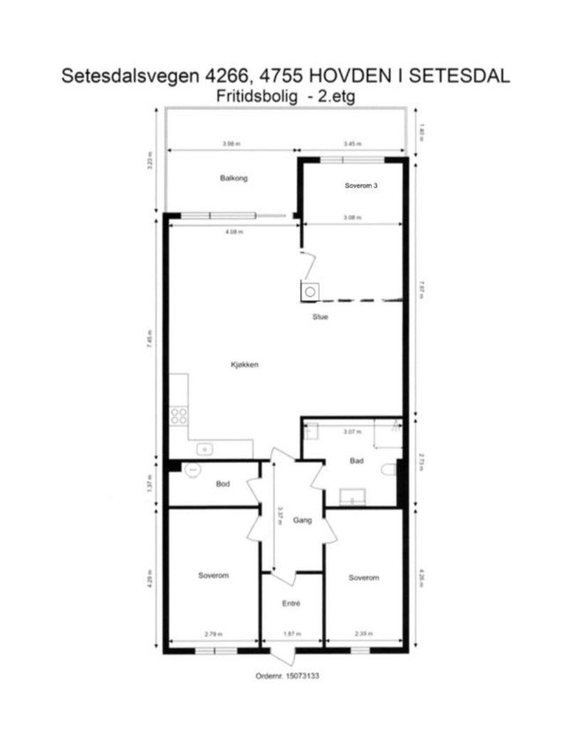 Planskisse med mulig soverom 3 inntegnet. 