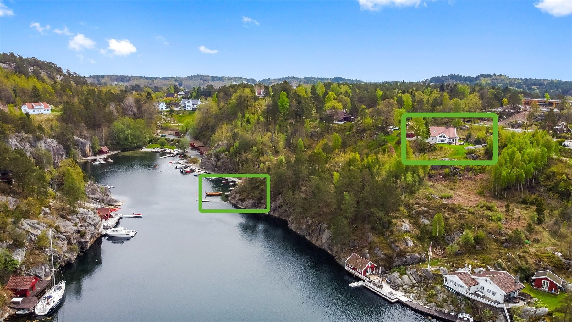 Dronebilde av eiendommen