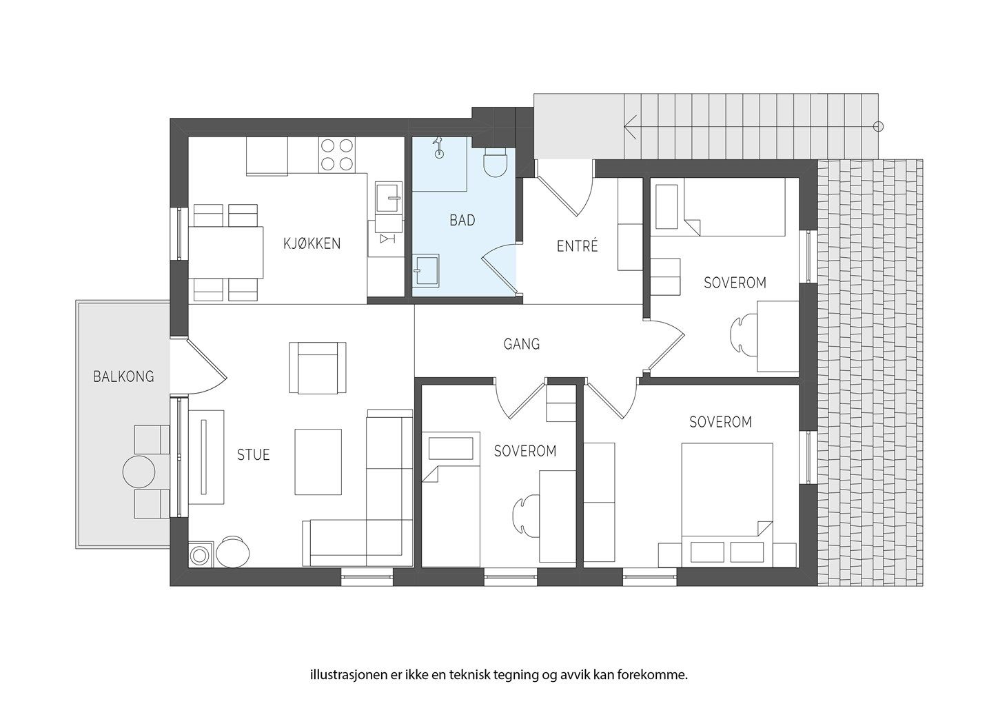 Holandsveien - plantegning 2. etasje - venstre side