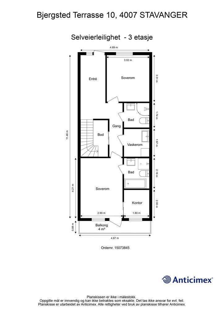 Plantegning 3 etasje
