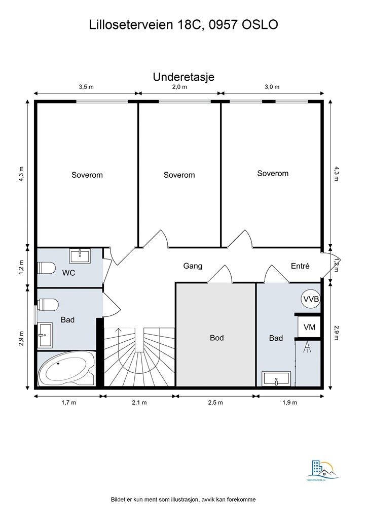 Plantegning underetasje.