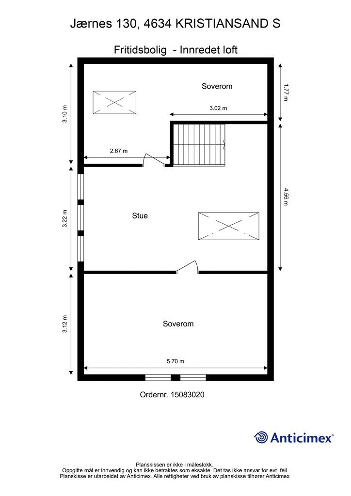 Plantegning Innredet loft