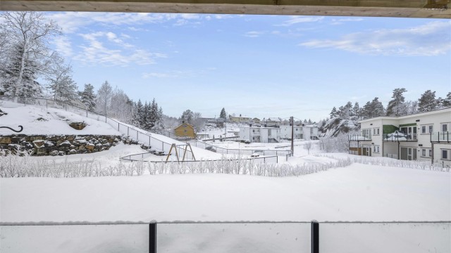 Fellesarealer består av snuhammer, lekeplass, parkeringsplass og plenarealer.