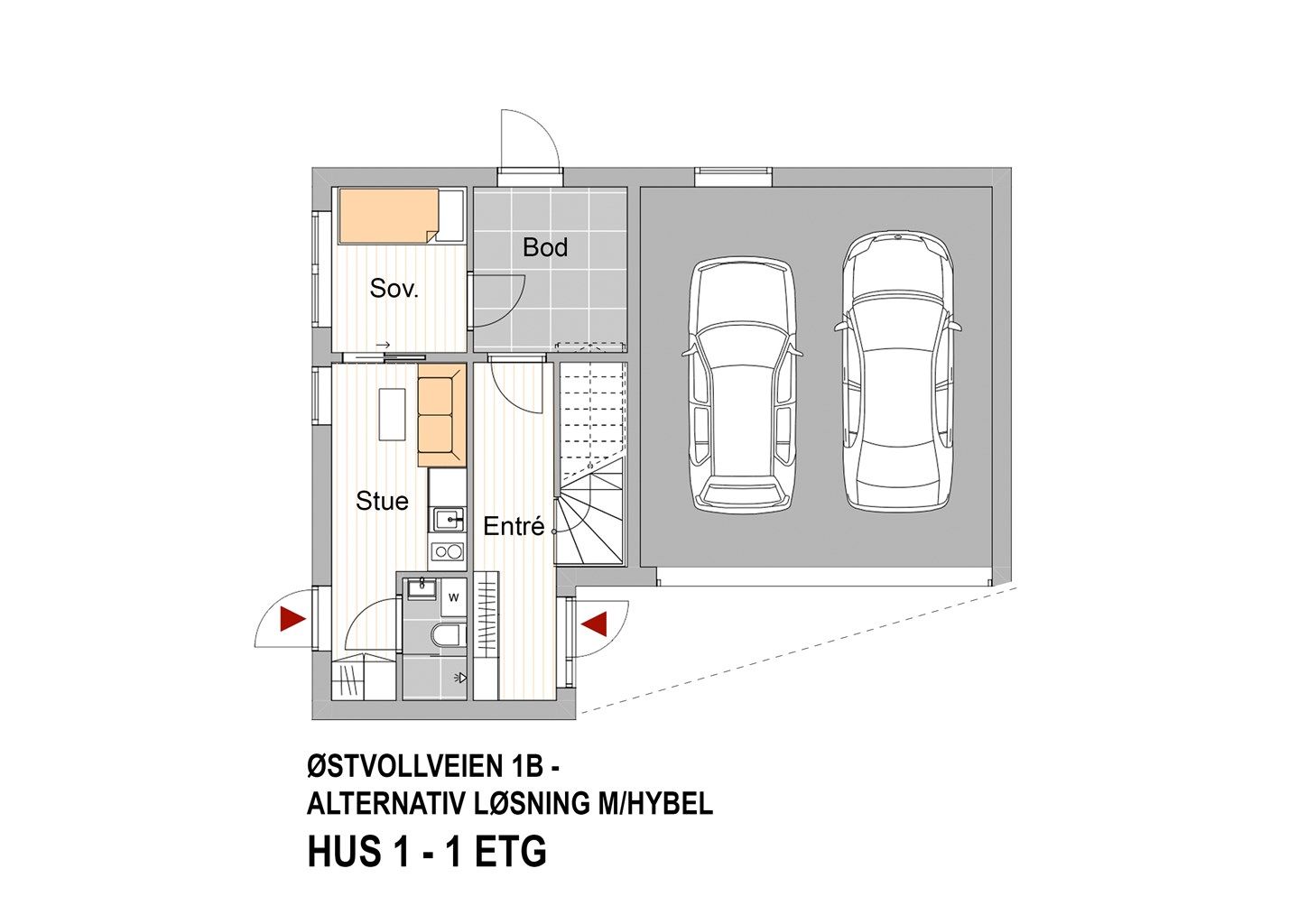 HUS 1 - 1. etasje med hybel. 
