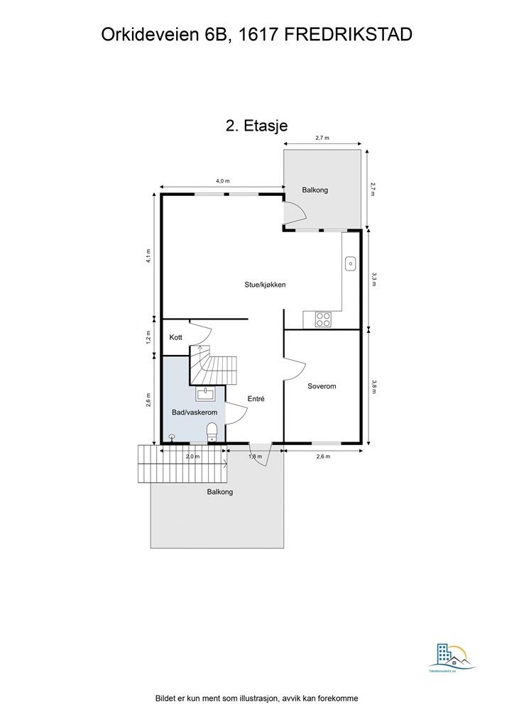 Veiledende skisse av boligens første etasje.