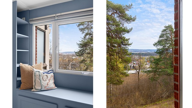 Her kan du nyte et luftig utsyn mot grønne omgivelser.