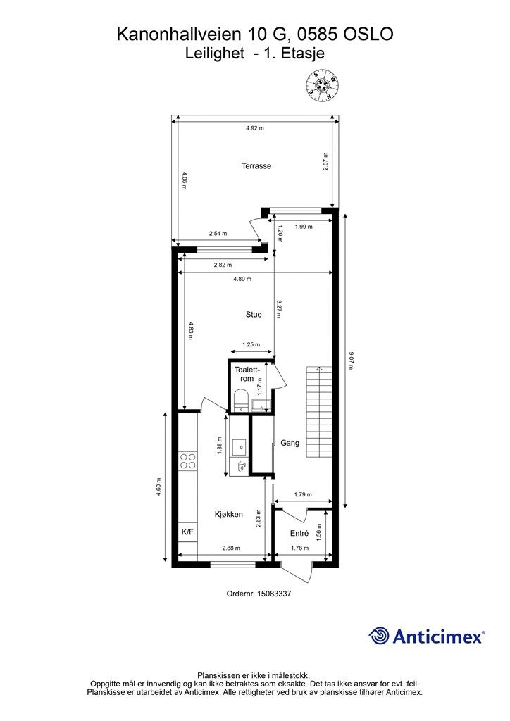 Målsatt planskisse - Kanonhallveien 10 G - 1. etasje 