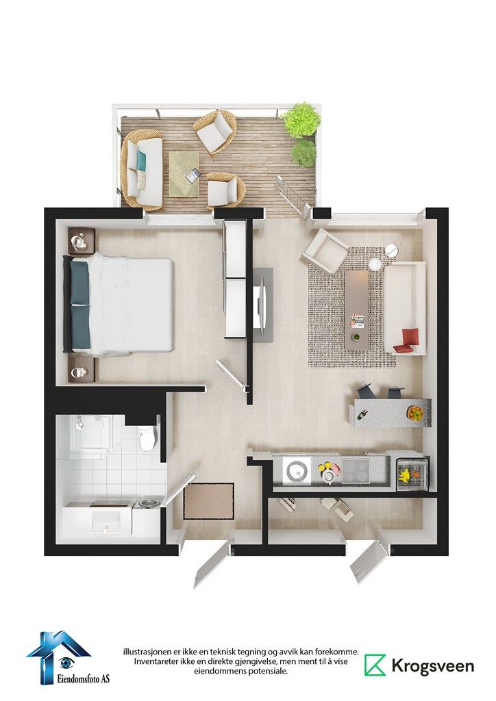 Møblert planskisse - Lørenveien 62 B - 4. etasje