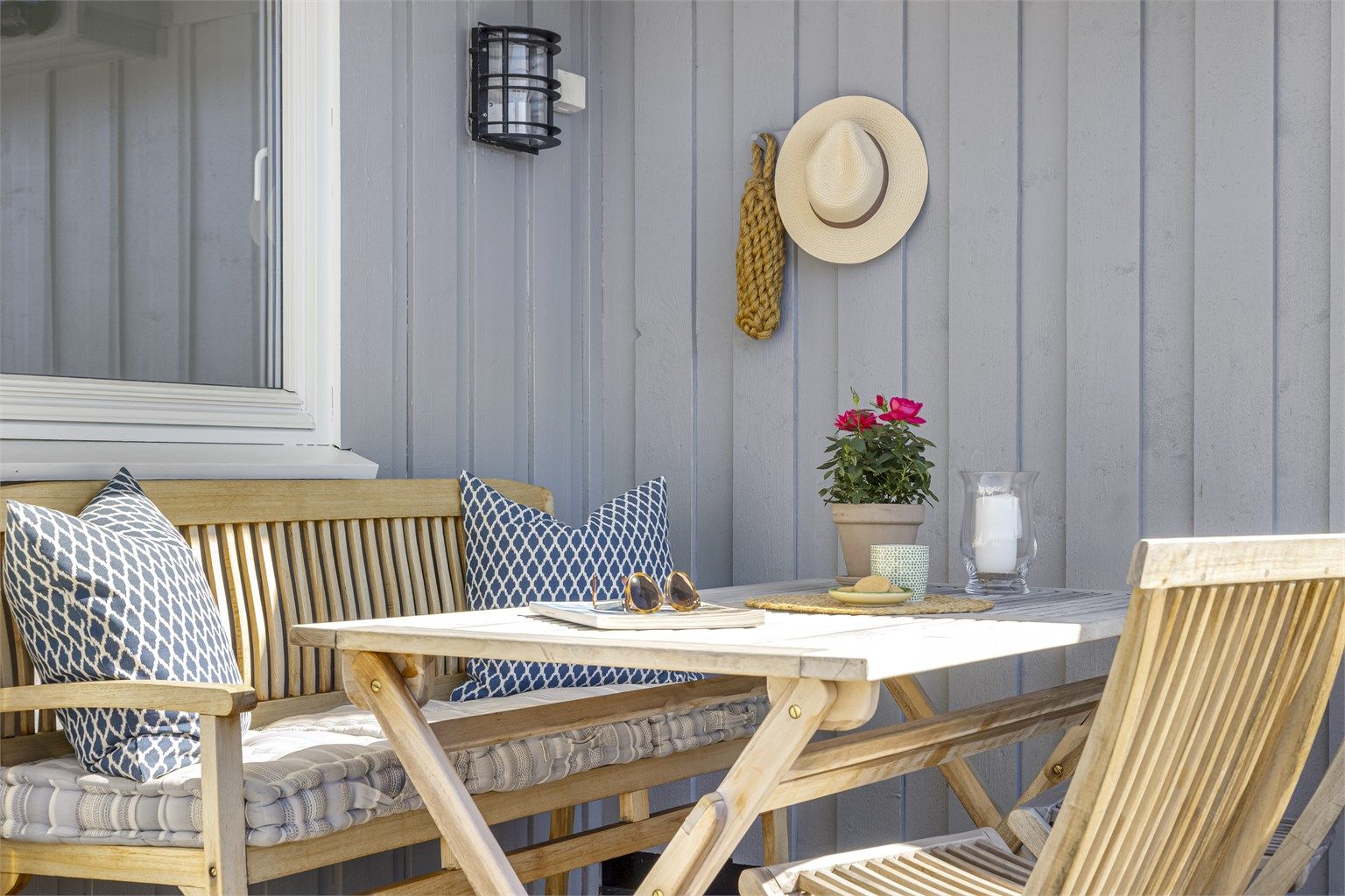 En lun og usjenert krok på terrassen.