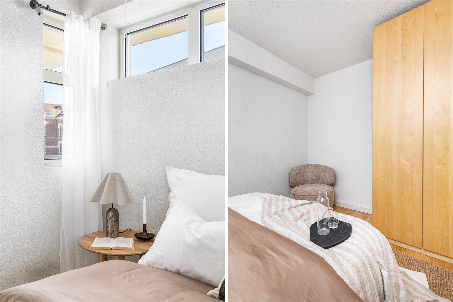 Hovedsoverommet er på nesten 10 kvm. og innredet med stort garderobeskap som medfølger.