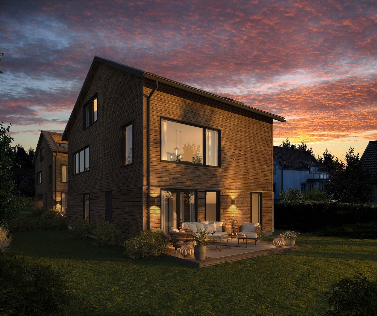 3 D illustrasjon fasade HUS 1 (avvik må påregnes).