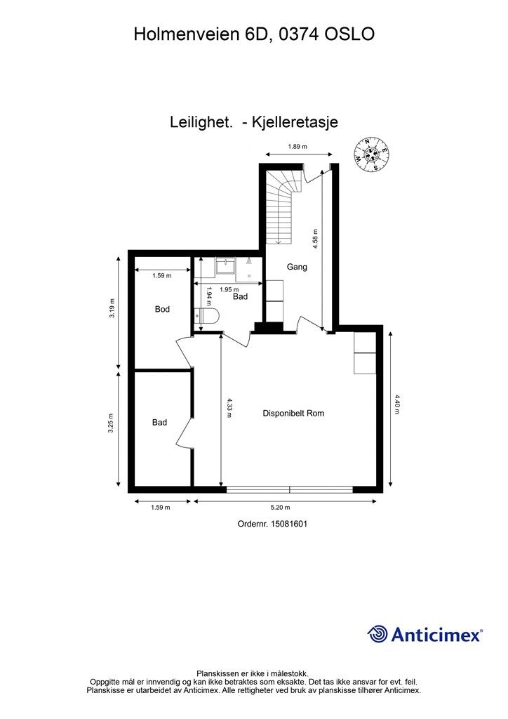 Plantegning kjelleretasje. 