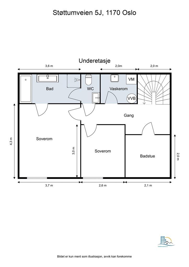 Underetasjen er en privat sone med to soverom, bad, separat toalett, vaskerom og et innredet rom for velvære.