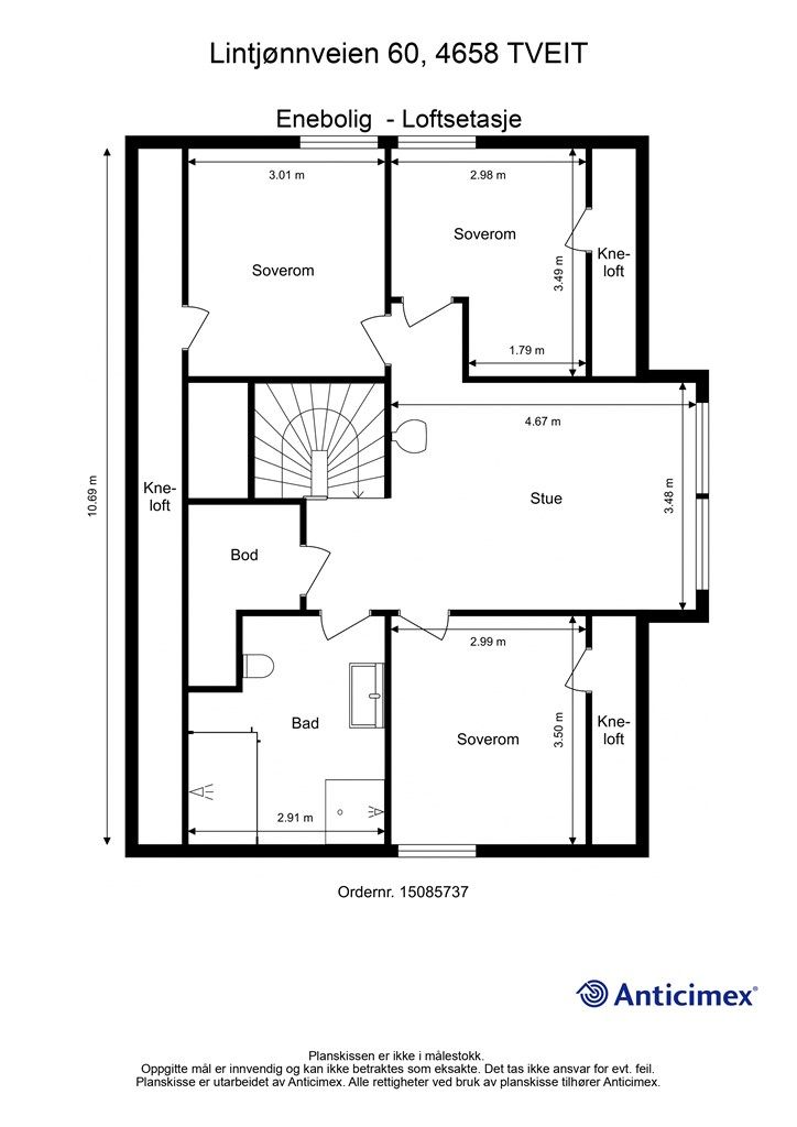 Plantegning-Enebolig - Loftsetasje