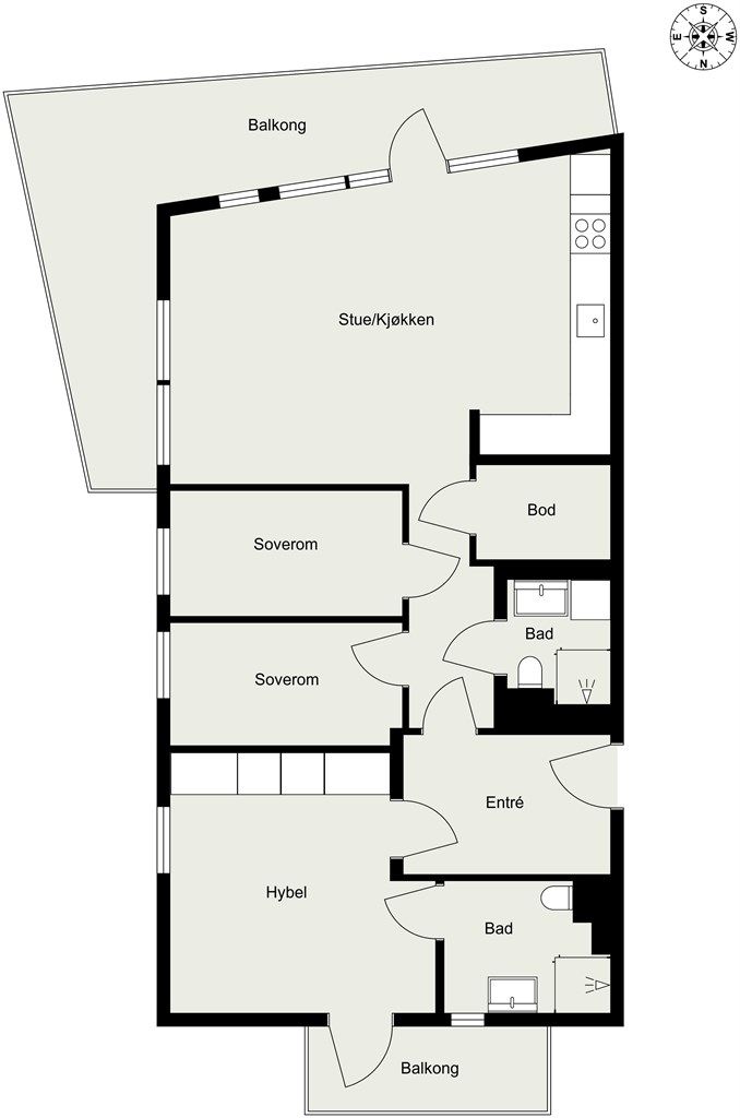 Alternativ plantegning. Det er tilrettelagt for etablering av hybel. 